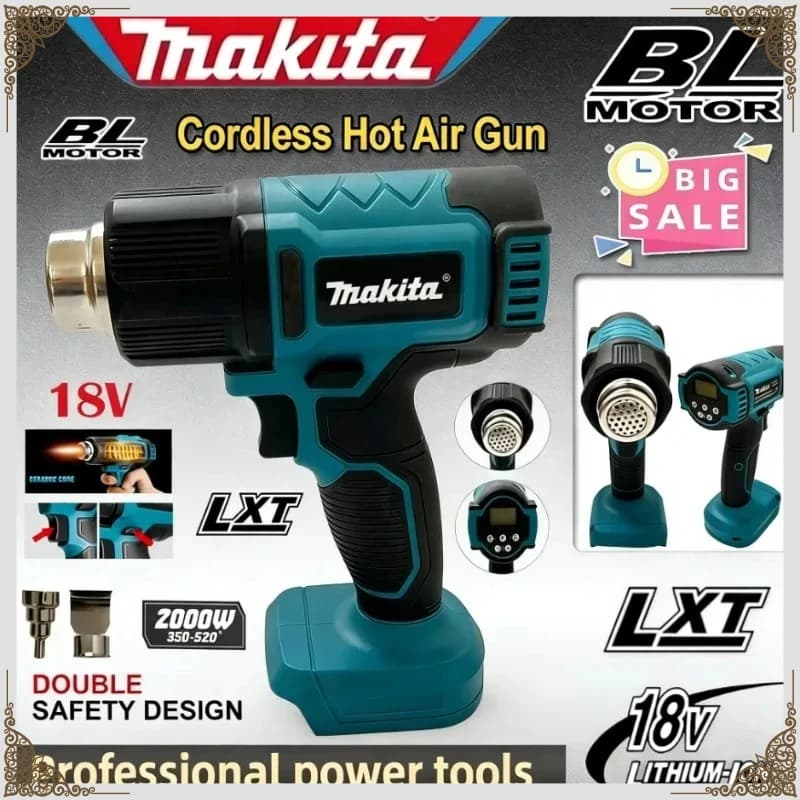 Makita Temperatura 550 ° Pistola Termica a Controllo Digitale Senza Fili con Display LED, Soffiatore Termico per Saldatura, Utensile Elettrico