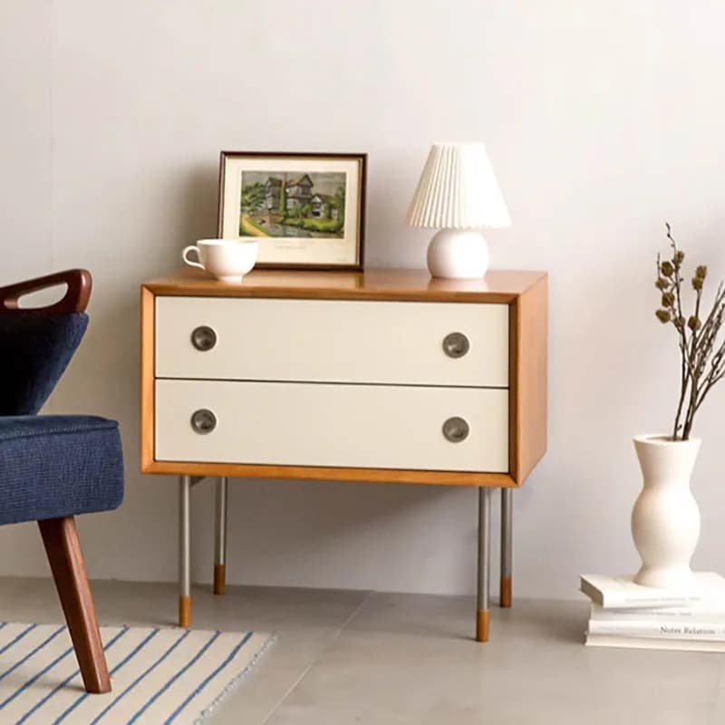 Comodino Semplice e Trendy con Gambe in Metallo Stile Nordico, Comodino Classico Italiano, Comodino Moderno Francese, Mobili per Camera da Letto