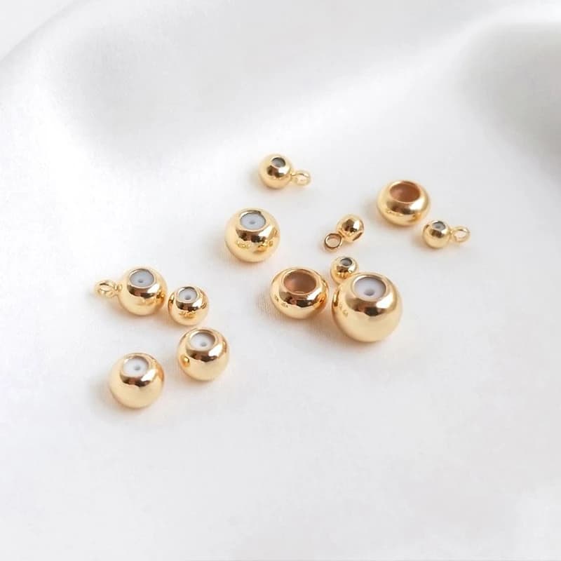10 PZ 14K Oro Riempito Tappo In Silicone Perlina di Regolazione Gioielli Fatti A Mano FAI DA TE Con Appeso Del Distanziatore Perlina di Posizionamento materiale del branello