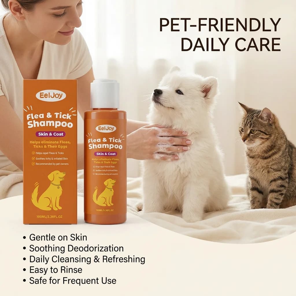 Dog Flea & Tick Shampoo Moisturizing Eliminating Fleas Relieve Itching Soothing Skin Long Lasting Fragrance Pet Grooming Shampoo