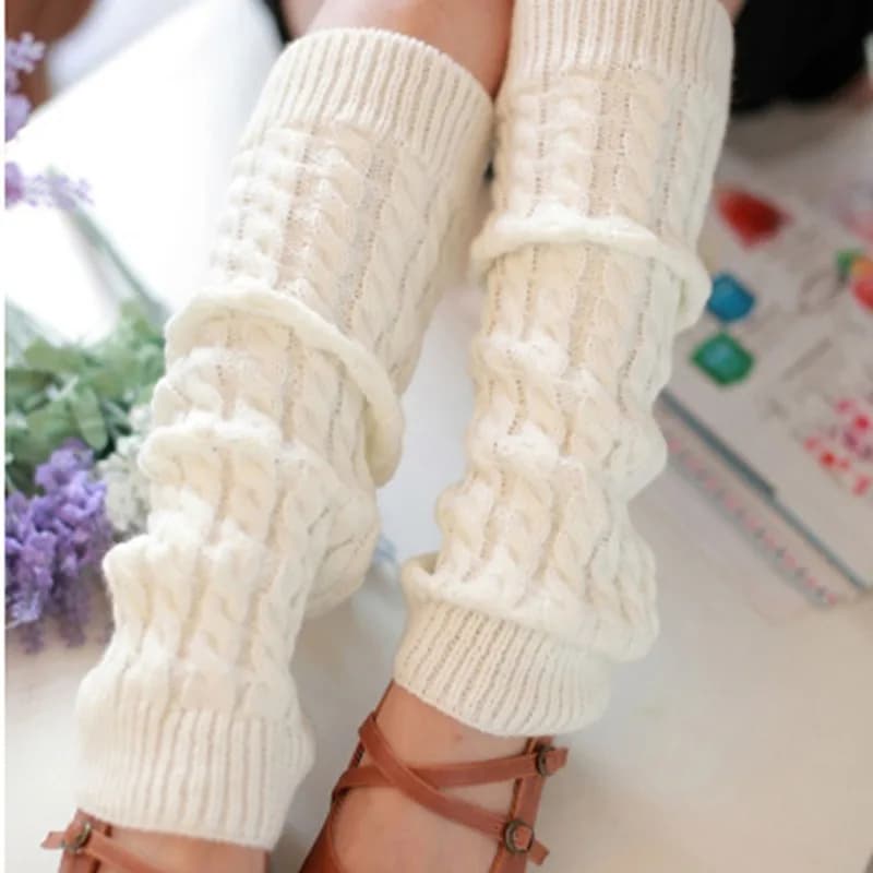 Nuove donne autunno e inverno scaldamuscoli fiori di canapa ginocchiera scaldamuscoli ragazze femminili calzini in pile sicurezza sportiva