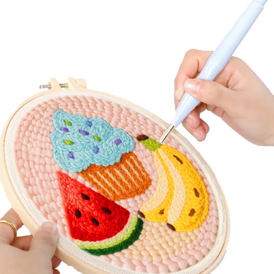 GATYZTORY punch needle embroidery package Food Wall art Tufting embroidery and creativity crafts supplies adults Yarn Home Decor