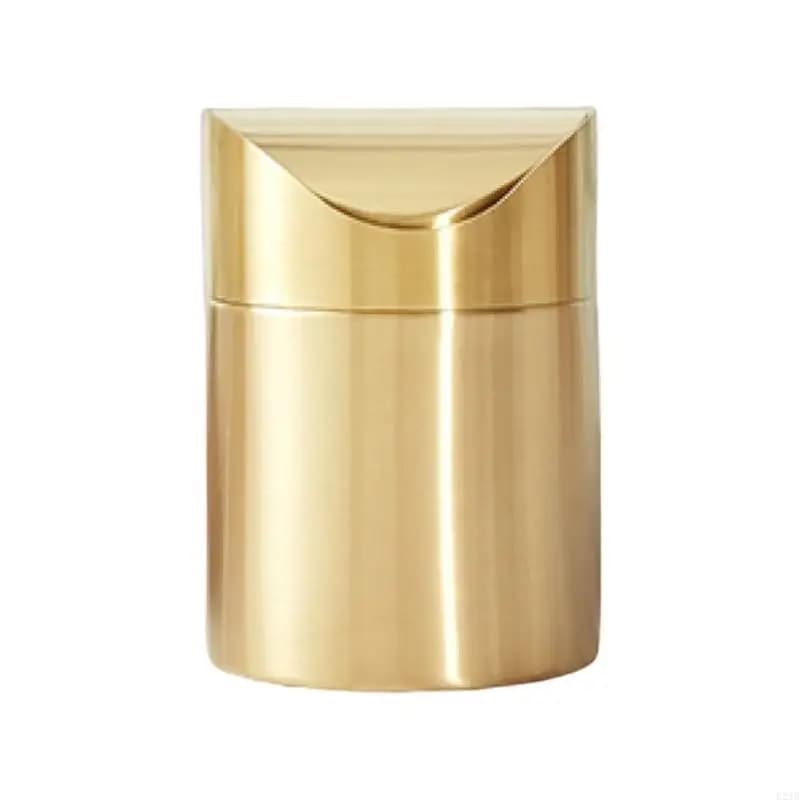Mini Countertop Stainless Steel Trash Can Set with Swing Lid 1.50L Capacity for Home Or Office Use