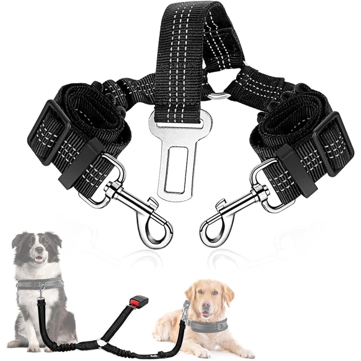 Pet Seat Vehicle Dog Harness Lead Clip Adjustable Pet Cat Dog Car Seat Belt Safety Lever Traction Dog Collars Dog Accessories