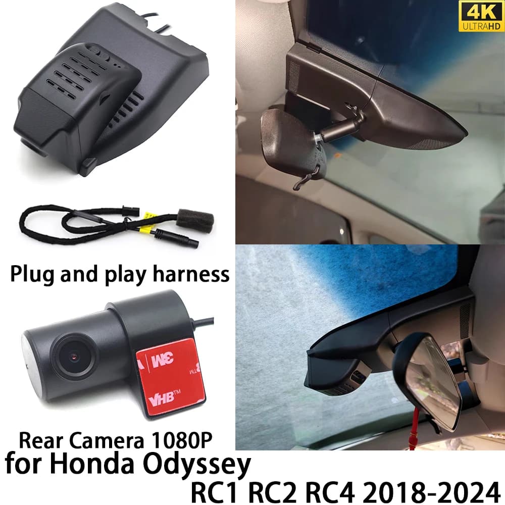 Telecamera DVR 4K per Honda Odyssey RC1 RC2 RC4 2018-2024, Videoregistratore OEM Anteriore e Posteriore con Visione Notturna e Wifi 2160P