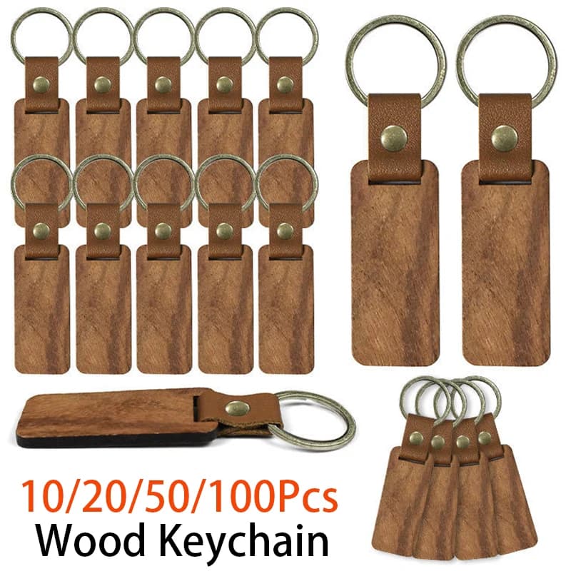 10-100 pezzi portachiavi souvenir fai da te sublimazione in pelle portachiavi in legno vuoto portachiavi
