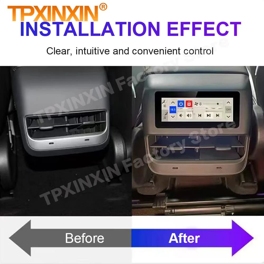 For Model 3 Y Android Multimedia Player Rear Seat Entertainment System Display With Air Conditioning Control