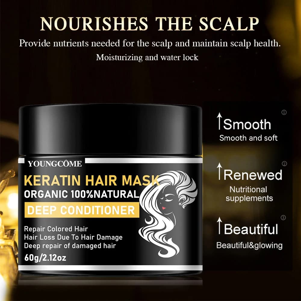 Keratin Hair Mask Treatment Danni Secco Biforcato Crespo Soft Smooth Polished Professional Hair Straightening Balm Care of scalp