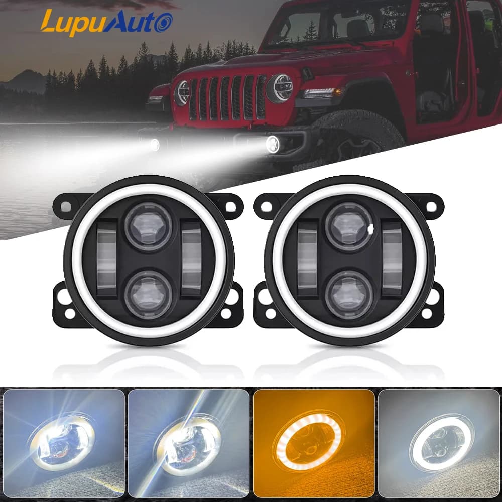 4 Inch Round LED Fendinebbia Front Offroad Fendinebbia for Jeep Wrangler JK 2007-2017 Dodge Journey Magnum Charger