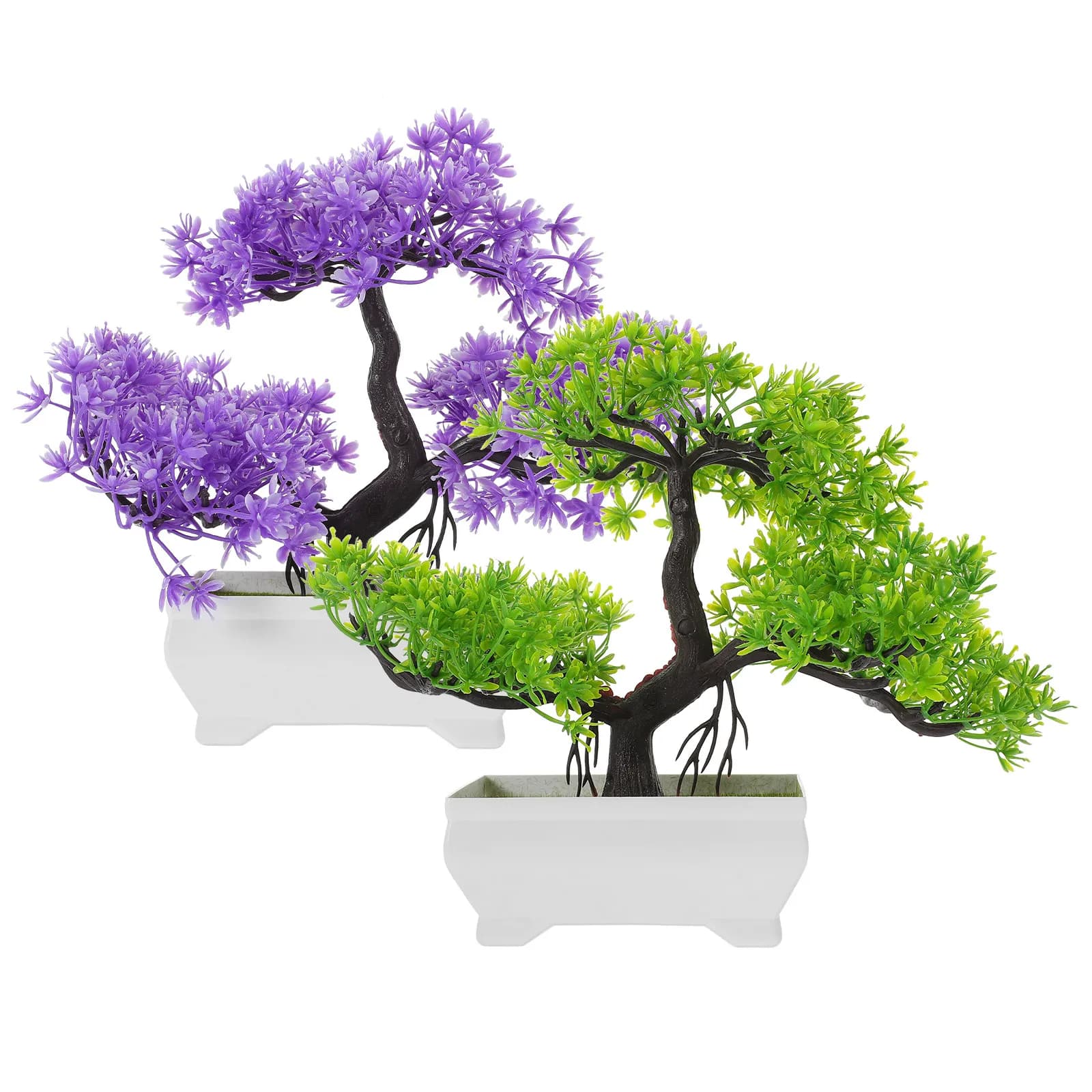 2 Pezzi Albero Bonsai Artificiale, Pino Finto in Miniatura, Pianta Decorativa Simulata in Vaso, Ornamenti da Scrivania, Decorazione Compatta per Casa e Ufficio