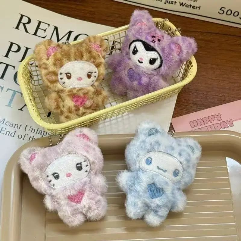 1/4 pieces Sanrio Kawaii plush Hello Kitty keyring kitten keychain decorative accessories for students