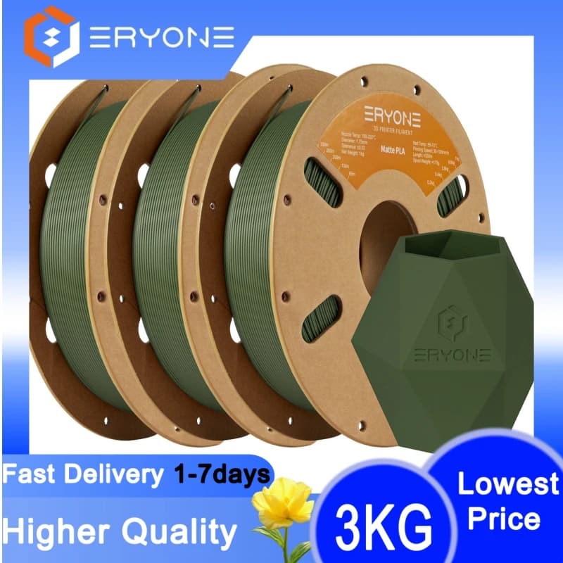 ERYONE PLA Filament Opaque for 3D Printer 3KG 1.75mm ± 0.03mm, PLA Filament with Opaca Finish Shipped by USA 3kg
