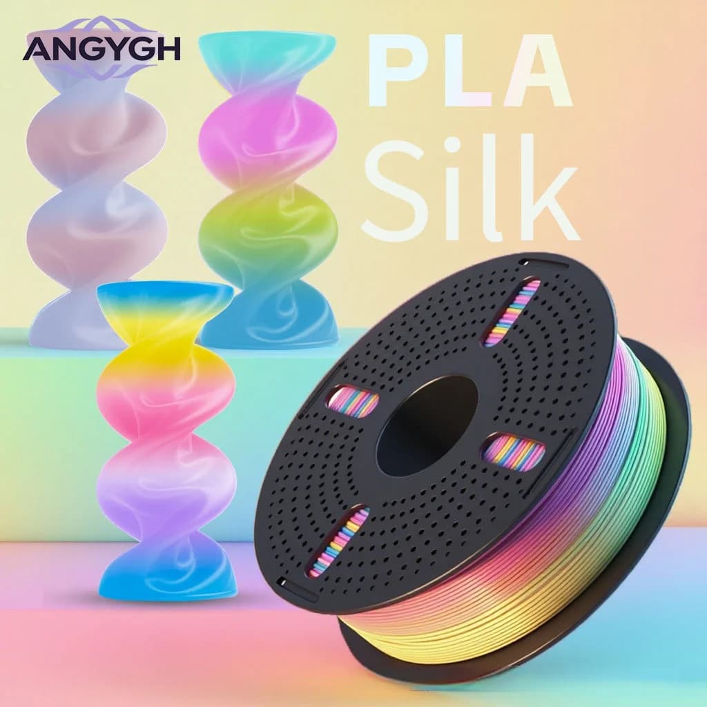 3D printer PLA filament, silk-style tri-color rainbow filament, FDM material, 1.75mm diameter pearlescent colors