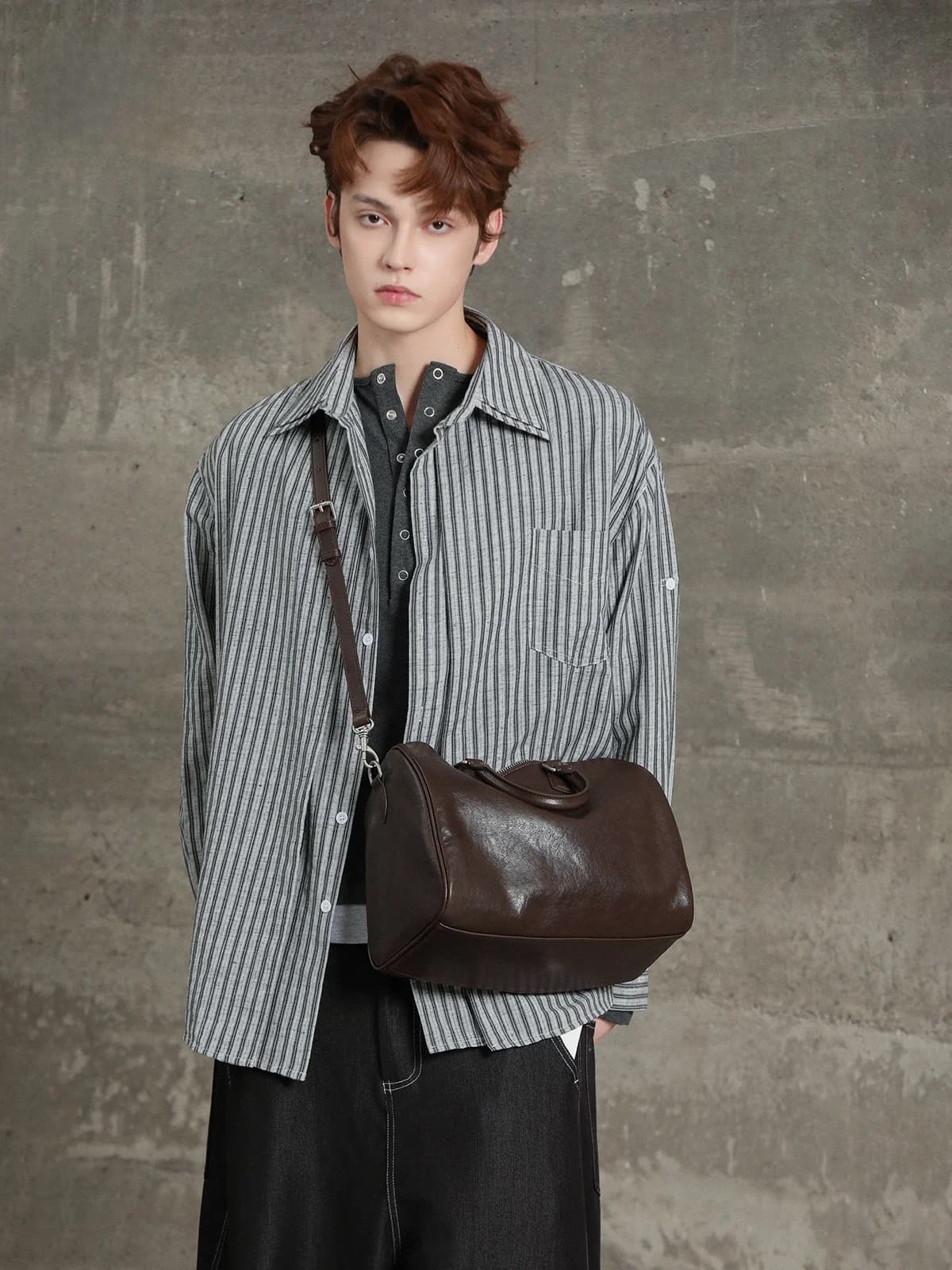 Casual Leather Crossbody Bag for Men SFREEYA Pillow Shaped Shoulder Bag Leisure Style Single Strap Youth Suitable Handbag
