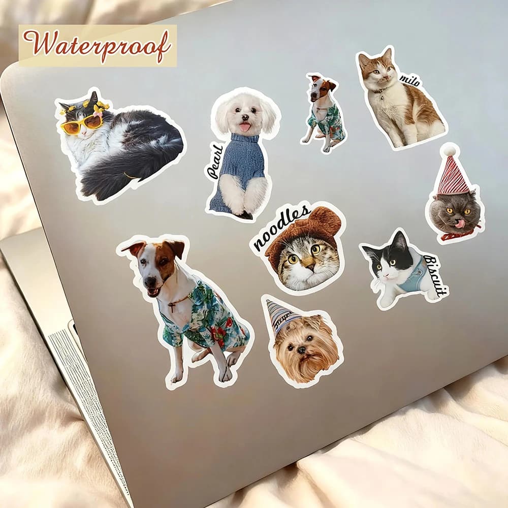 Adesivi Personalizzati con Foto di Cani e Gatti, Decalcomanie in Vinile Impermeabili per Bottiglie d'Acqua, Laptop, Telefoni, Bagagli, Decorazioni per la Casa, Regalo