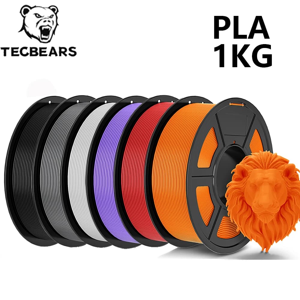 3D Printer Filament TECBEARS PLA 1.75mm 1KG Multicolor Optional No Stringing No Deformations Vacuum Packing Compatible with Most FDM Printers