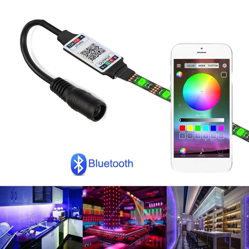 For 5050 3528 Mini Spin 4Pin Female DC Connector 5-24V Smart LED Light Strip Adapter Bluetooth RGB Controller