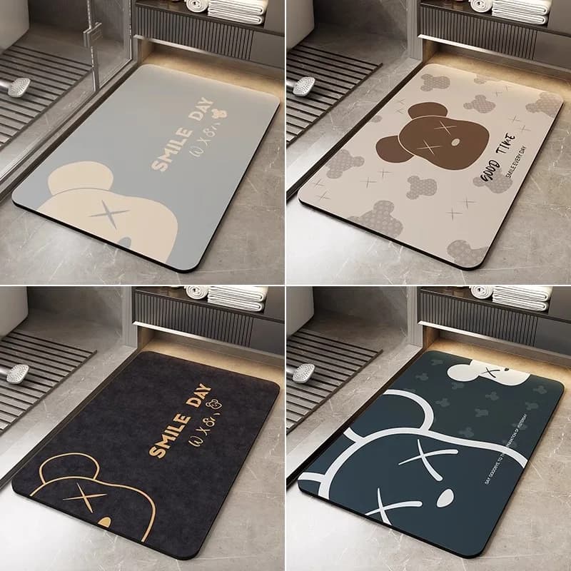 VIKAMA Tappetino per il bagno, tappetino antiscivolo per l'ingresso del bagno, tappetino assorbente per WC, tappeto a cartoni animati ad asciugatura rapida