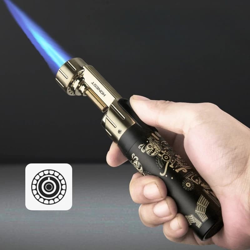 Onesto nuovo metallo antivento pistola a spruzzo accendino gonfiabile esterno ad alta temperatura fiamma blu durevole accenditore set da fumo