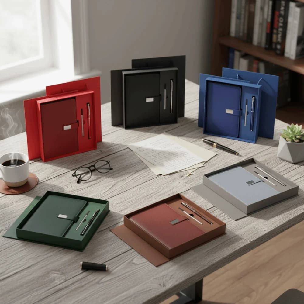 Set Regalo Aziendale in Pelle PU, Set Ricaricabile con Stampa Personalizzata, Quaderno Personalizzato, Penna Stylus, Chiavetta USB, Set Quaderno e Penna