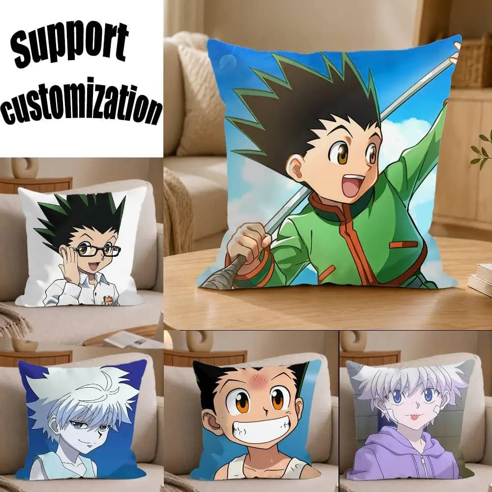 Killua Anime HUNTER-HUNTER Fodera per cuscino quadrata per divano, tinta unita, decorazione per la casa, soggiorno
