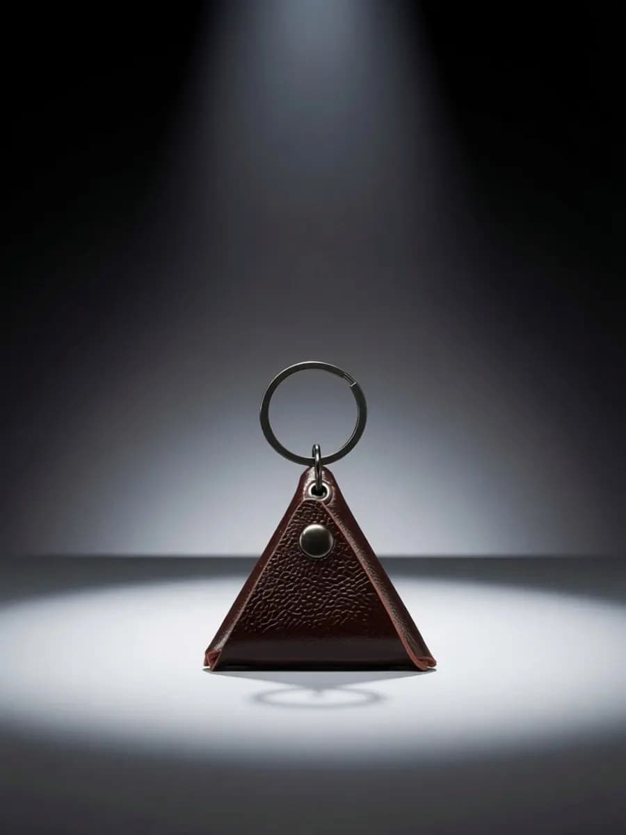 Guitar Pick Holder Triangle Shape Brown Metal Button Secure Storage Bag Keychain Guitar Accessories for Concert