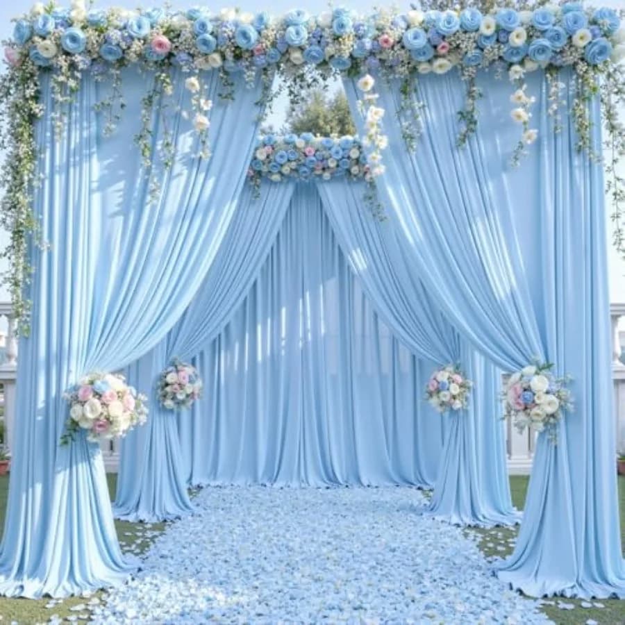 20ft x 15ft Baby Blue Wrinkle Free Backdrop Curtains for Wedding Party Backdrops Curtain Drapes Fabric Decorations Photo Back D