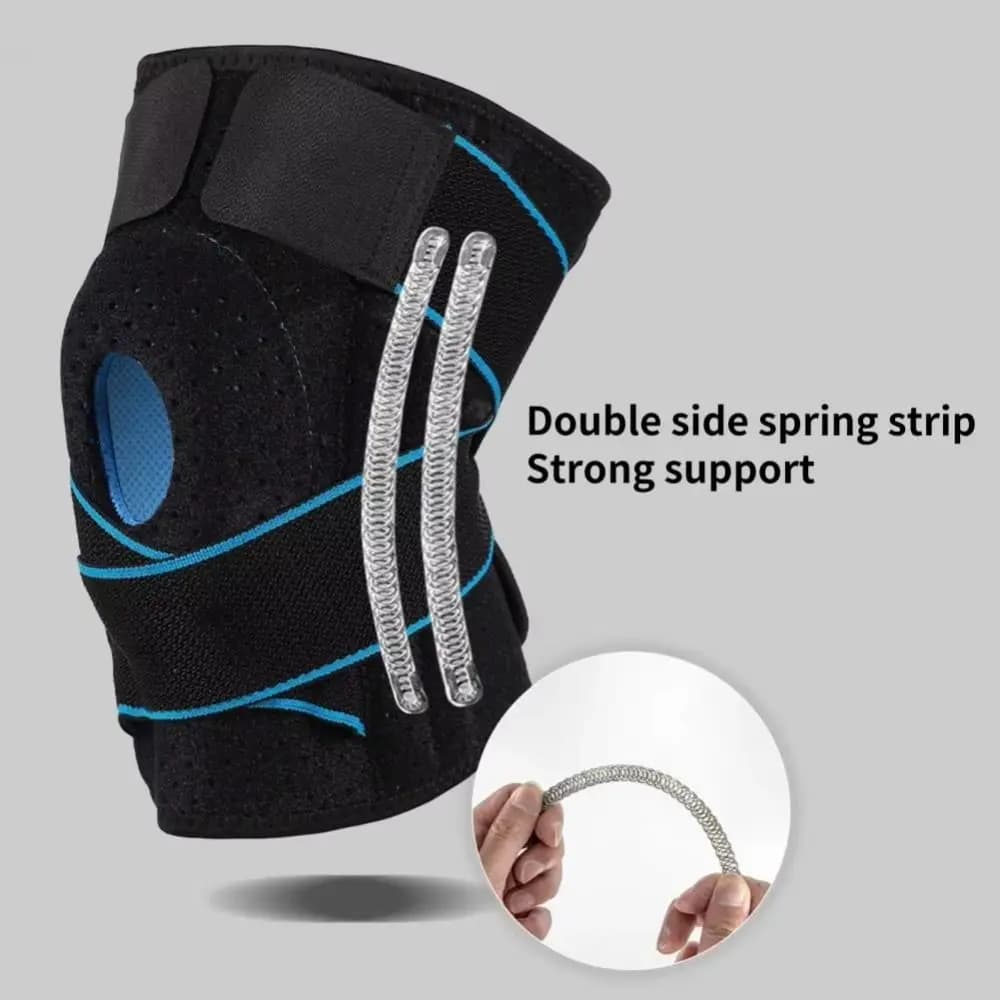 Ginocchiera a compressione con cinturino regolabile Stabilizzatori laterali elastici pressurizzati Supporto tendine rotuliano Protezione di supporto articolare