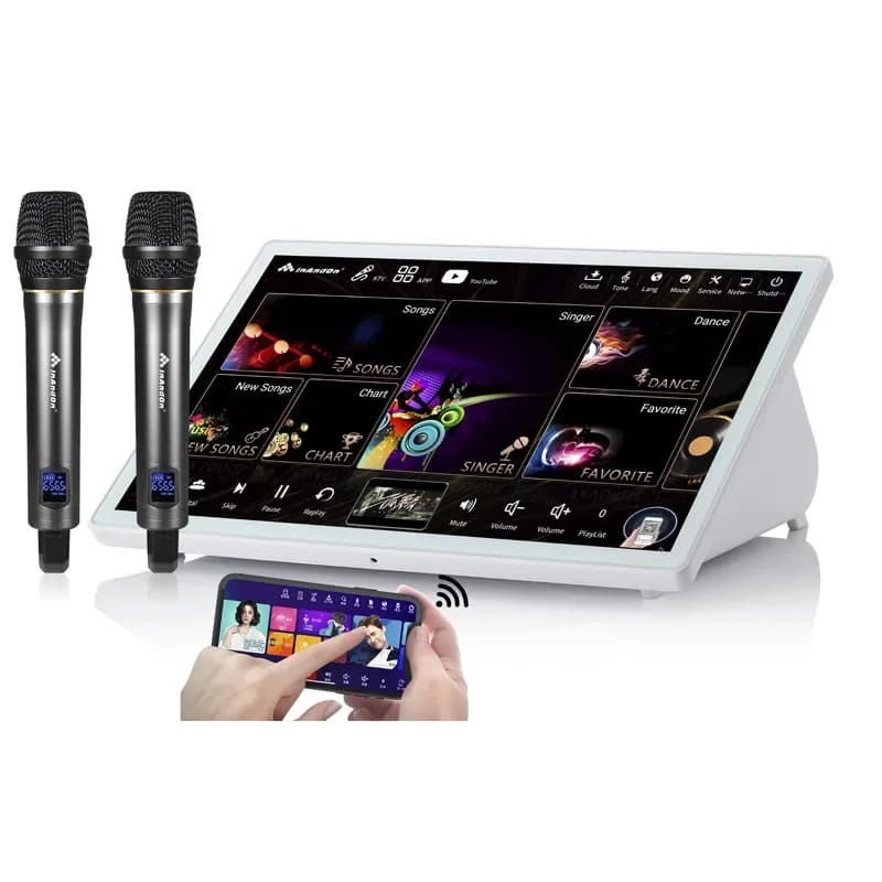2025 InAndOn Ultimo Modello 15.6 4 in 1 8T Lettore Karaoke Professionale Portatile, Sistema Karaoke Durevole per Home Theater e KTV