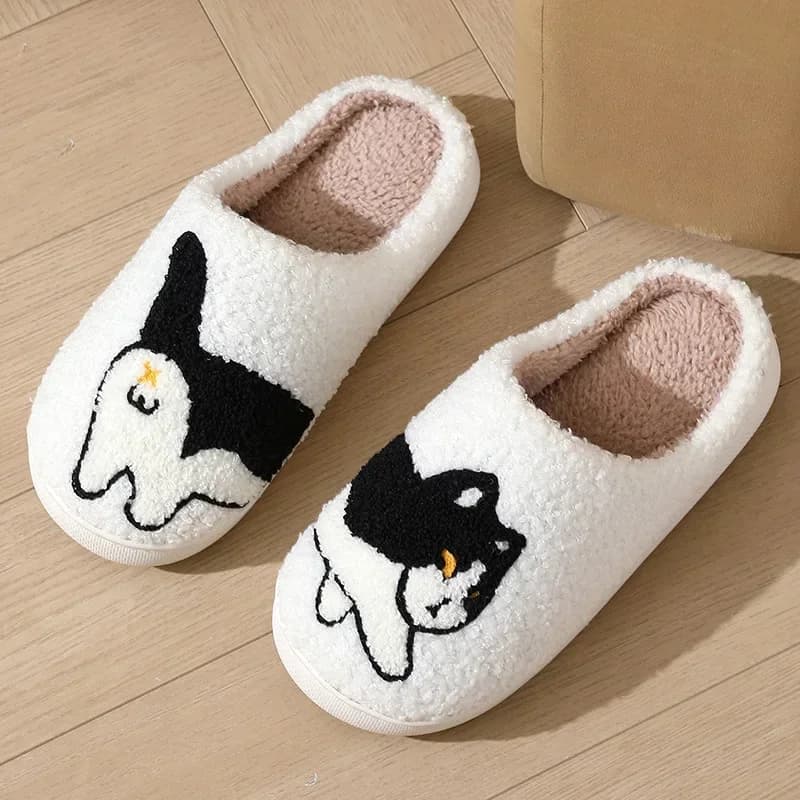 1 Pair Unisex Fluffy Cotton Animal Print Platform Non-Slip Soft Warm Cozy Thick Trendy Casual Home IndoorWinter Slippers
