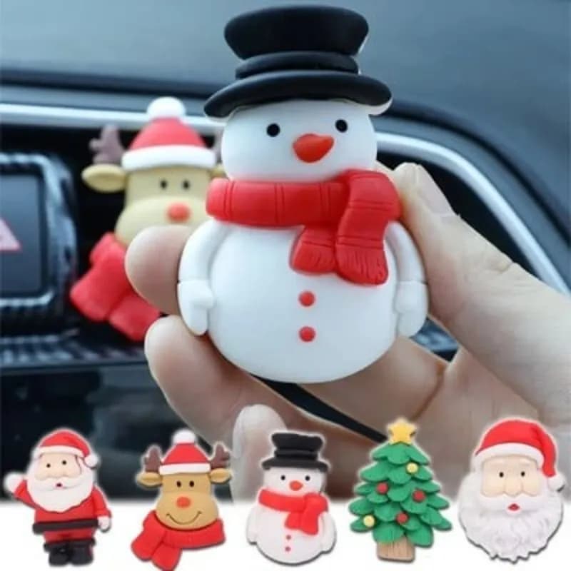 Christmas auto perfume clip, aromatherapy clip with resin air vent with Santa Claus 3D berry bell, cute gift for interior decoration car