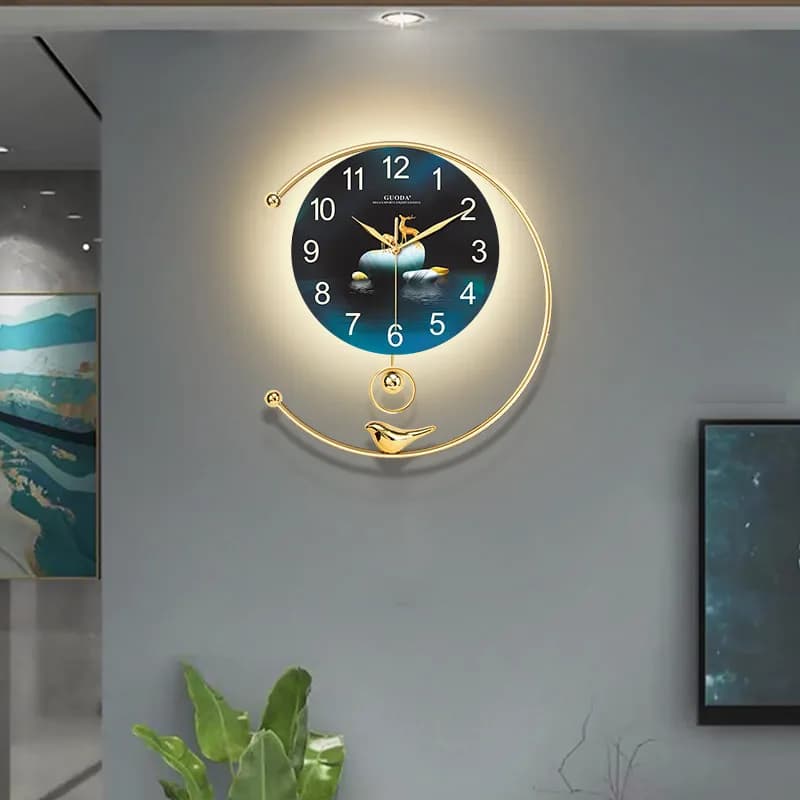 Orologi da Parete Luminosi di Lusso, Design Nordico Rotondo al Quarzo Silenzioso, Orologio da Parete Estetico Moderno per Soggiorno, Decorazione Casa