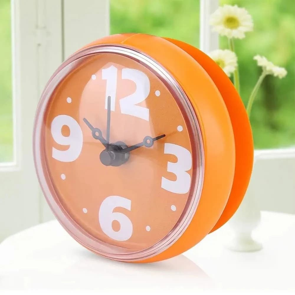 Orologio da parete in silicone impermeabile con ventosa per doccia del bagno