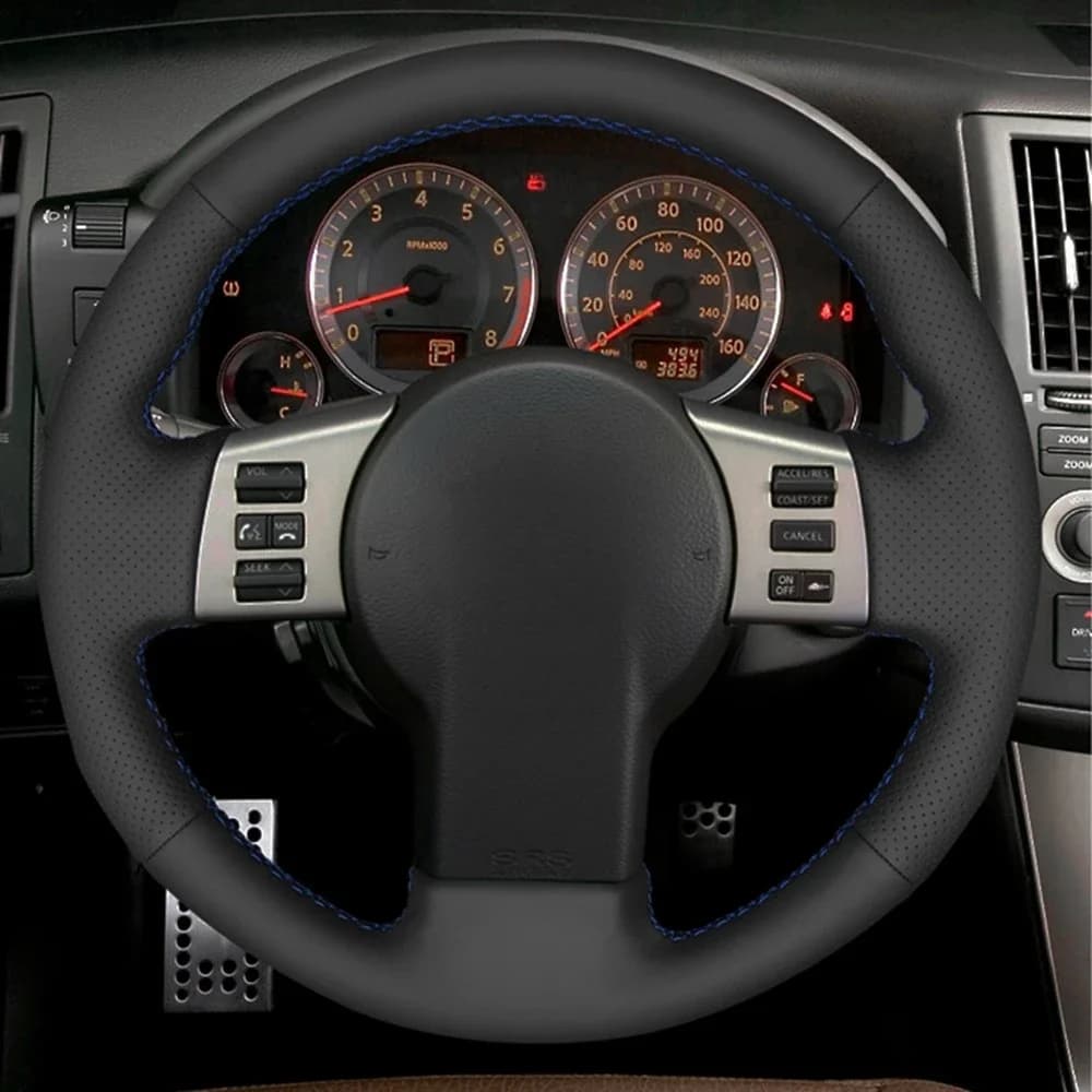 Coprivolante per auto cucito a mano in vera pelle nera per Infiniti FX FX35 FX45 2003-2008 Nissan 350Z 2003 2004 2005-2009