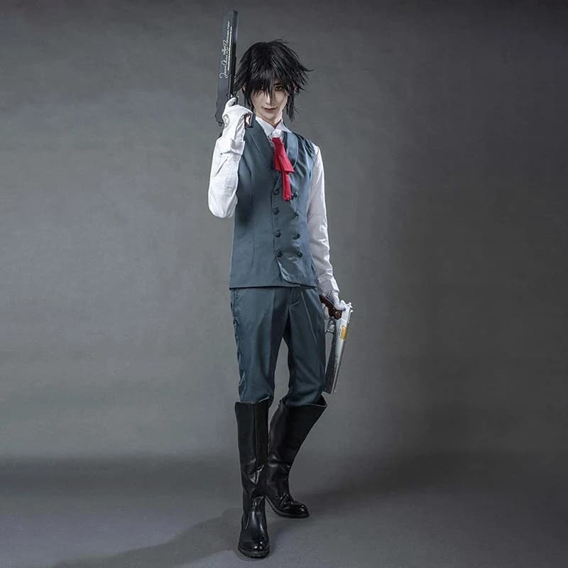 Costumi Cosplay Alucard 3'x,4'f\6, Occhiali, Parrucca, Uniforme da Vampiro Anime Hellsing, Abito per Feste di Halloween e Carnevale f;5,b'7\k