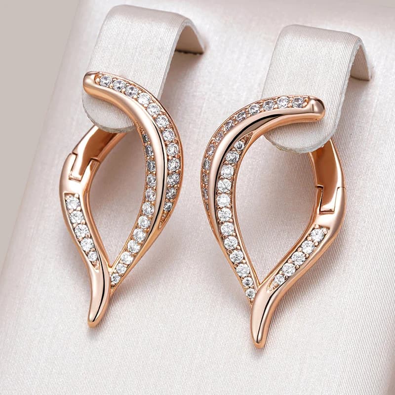 Orecchini Pendenti Geometrici in Zirconia Sintetica Dorata, Accessori di Gioielleria di Lusso per Matrimoni e Anniversari