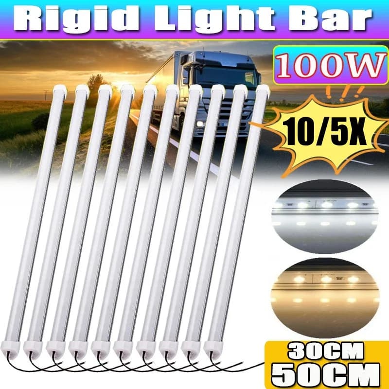 10/5X 12V 30/50CM Interni LED Barra luminosa per auto Lampada a striscia rigida per Van Bus Caravan Vetrina sotto il bancone dell'armadio