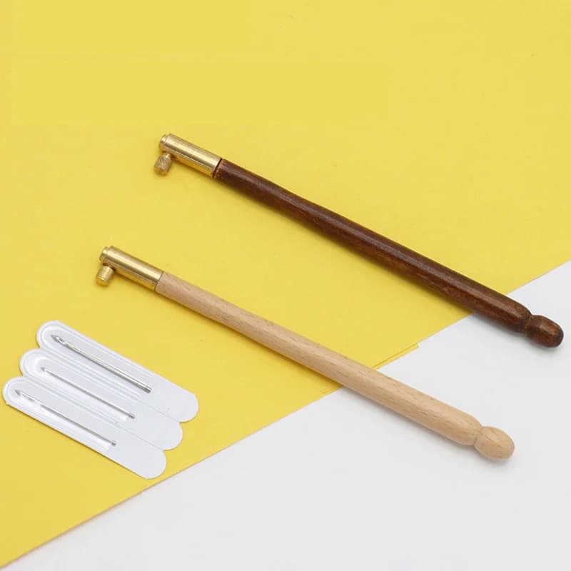 Ago da ricamo Tambour Crochet Hook Luneville Hook Handle con 3 aghi Set S Couture Luneville Glitter Bead ricamo Tool
