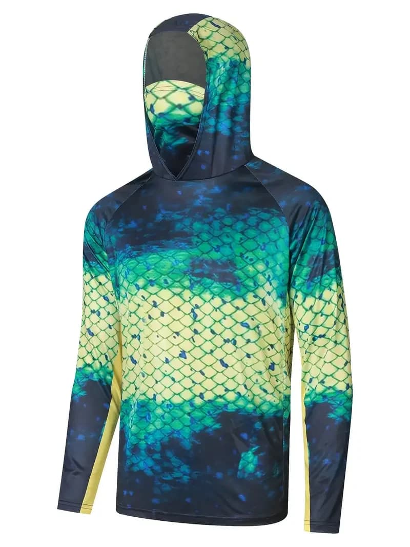 Men Uv Face Mask Fishing Clothing Long Sleeve Hoodie Shirts Sweatshirt Fishing Jersey Hooded