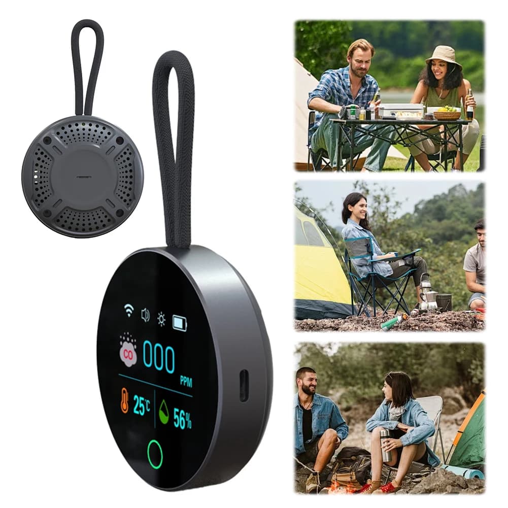3 In 1 CO Air Quality Monitor HD LCD Display CO Detector Alarm Temp Humidity Sensor CO Temperature Humidity Detector for Travel