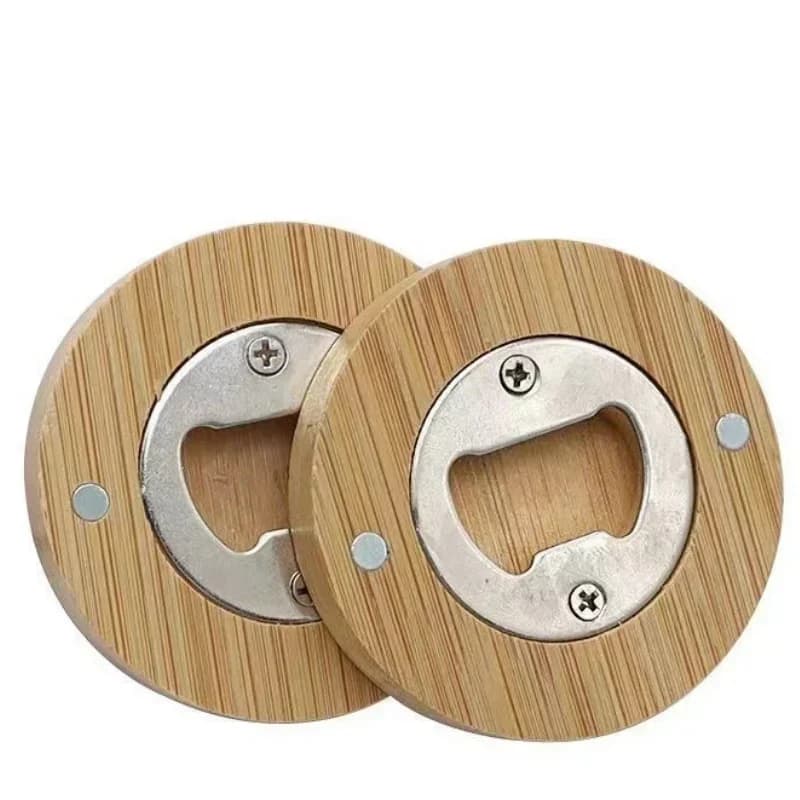 1/5/10/30 pz Apri Bottiglia di Birra Portatile di Forma Rotonda di Bambù Apri Frigo Magnete Bar Bevande Gadget Wedding Home Party strumenti