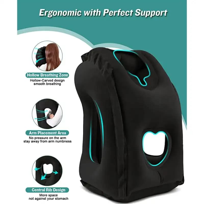 Inflatable Travel Shoe Bag Portable Pillow for Men's Neck Outdoor Airplane Train Flight Easy