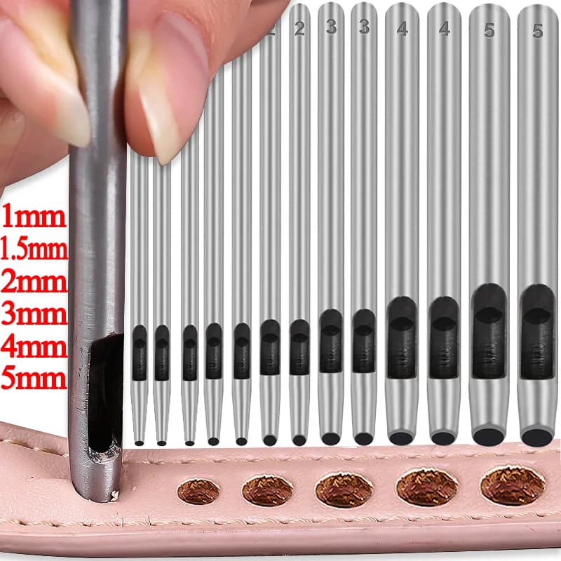 1-6 pieces punching machine for round holes in leather carbon steel punching hollow cutter for plastic leather fabric 1-5mm bags
