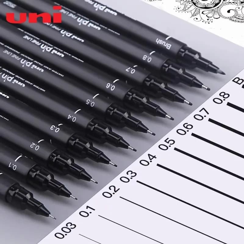 Giappone UNI Tubo dell'ago Penna gel PIN-200 Design comico Disegno Contorno Matita da tracciamento impermeabile Cancelleria artistica Accessori per ufficio