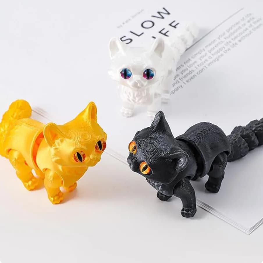 Modellino Animale Stampato in 3D da 12 cm, Gatto Articolato Resistente alla Pressione, Giocattolo, Regalo per Bambini, Decorazione per la Casa, Ornamento da Scrivania