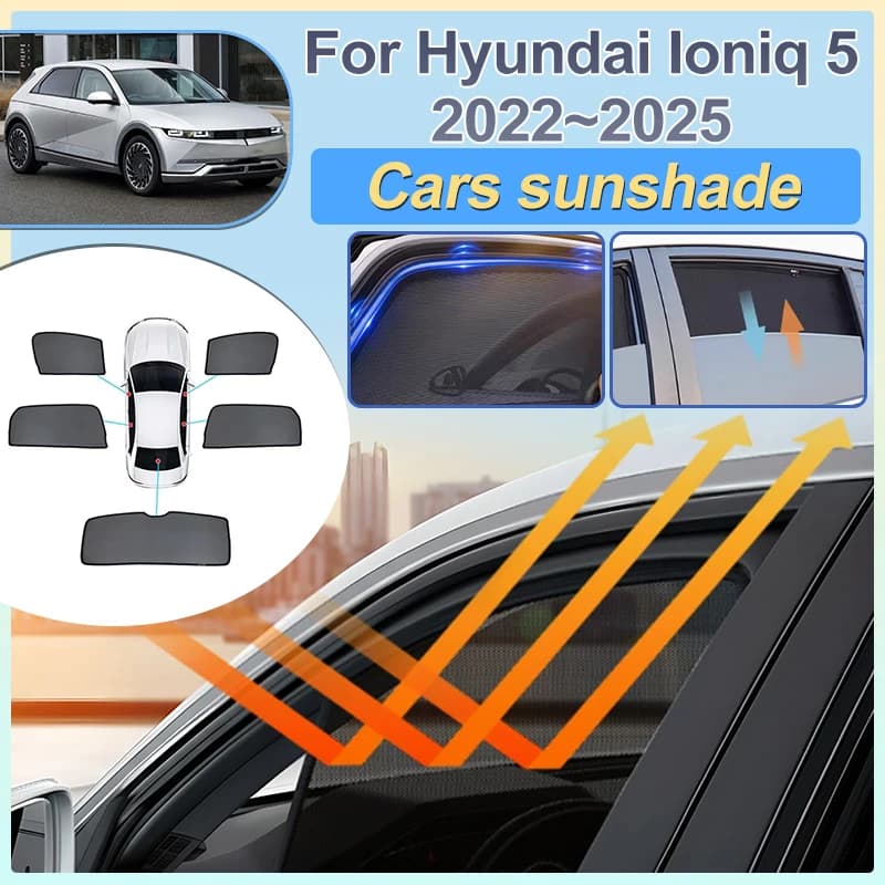 For Hyundai Ioniq 5 Accessories 2022-2025 NE Car Window Sun Shade Anti-UV Mesh Front Windshield Sun Visor Cover Auto Accessories