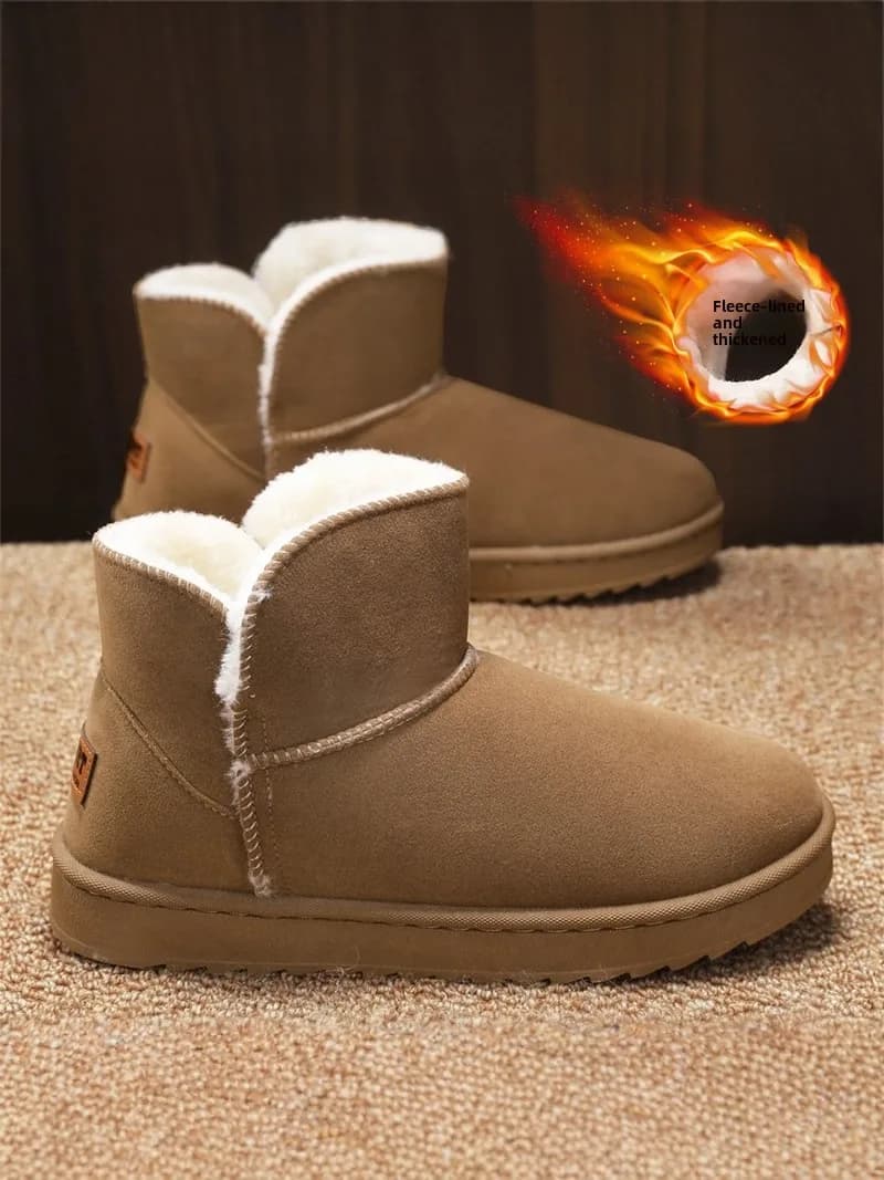 Men's Winter Thickened Fleece Lined Snow Boots 2025 New Style Warm Anti-Cold Cotton Shoes Couple Bread Cotton Boots Casual