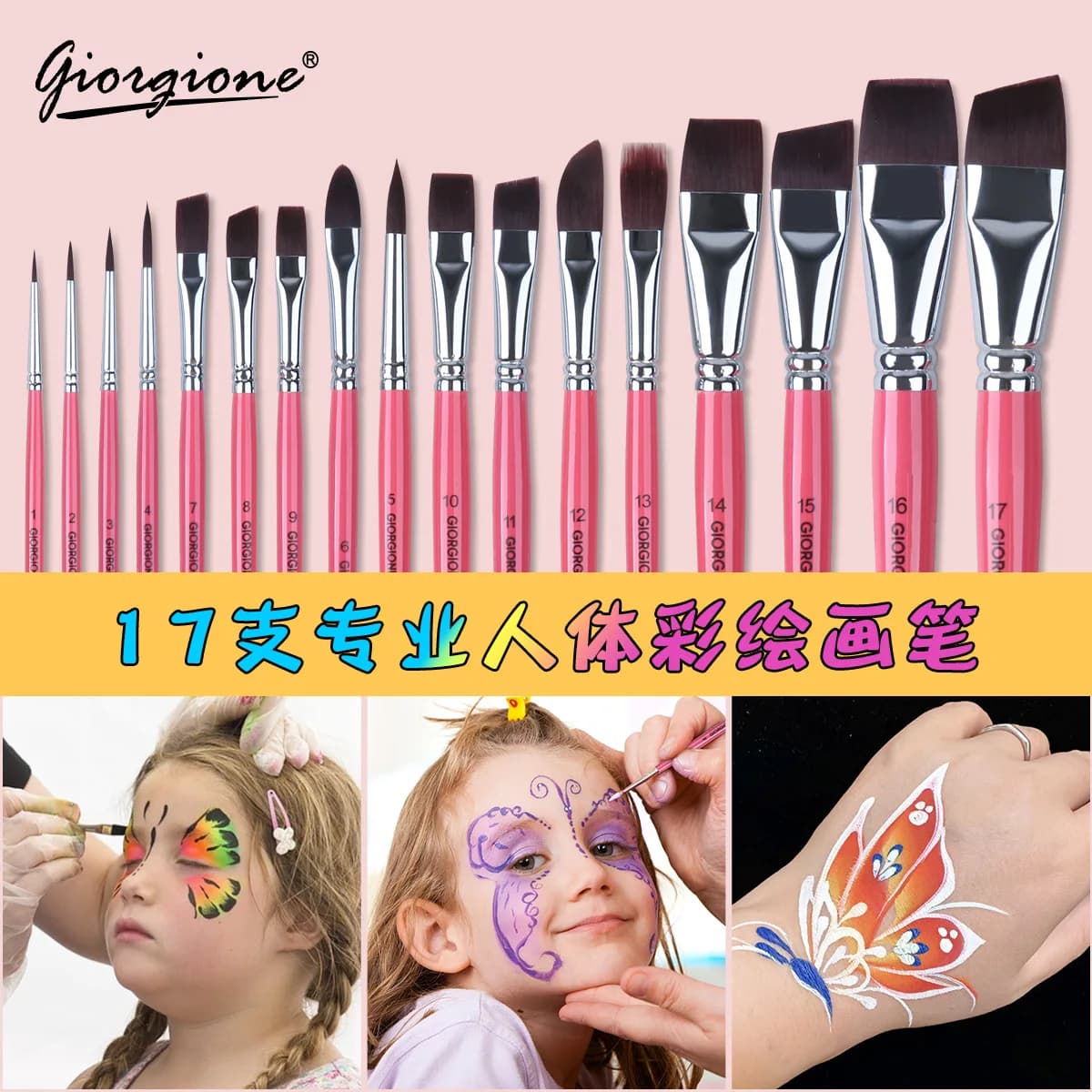 Pennelli per Trucco Viso, Set di 7/10/17 Pennelli Acrilici per Artisti, Ideali per Pittura su Viso, Corpo e Scarpe, Perfetti per Cosplay, Feste e Trucco da Palcoscenico