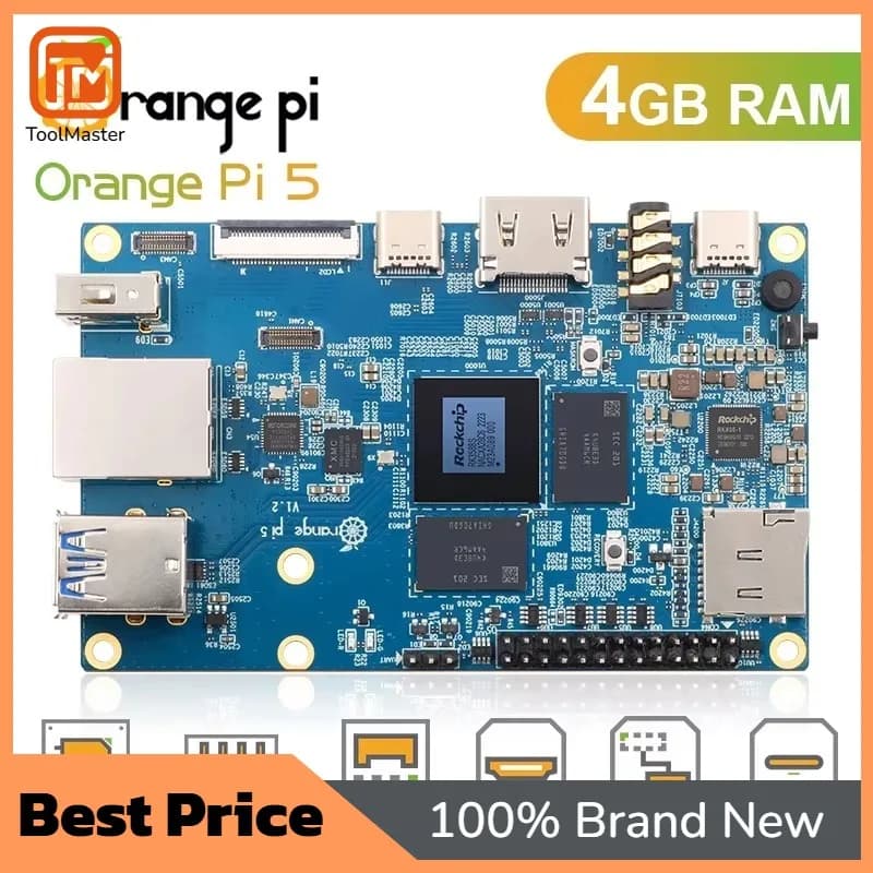 【Hot Sale】Orange Pi 5 4GB RK3588S,PCIE Module External WiFi+BT,SSD Gigabit Ethernet Single Board Computer, Run Android Debian OS