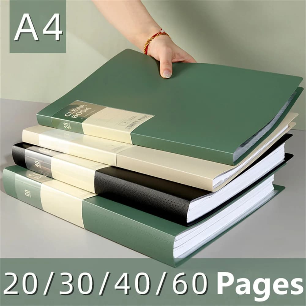 Cartella Portadocumenti A4 con 20/30/40/60 Pagine Trasparenti, Organizzatore per Documenti, Forniture per Ufficio e Scuola